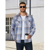 image:imageCOOFANDY Mens Long Sleeve Flannel Shirts Jacket Fashion Plaid Jackets Casual Button Down Shirt with PocketsLight Blue