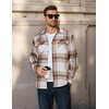 image:imageCOOFANDY Mens Long Sleeve Flannel Shirts Jacket Fashion Plaid Jackets Casual Button Down Shirt with PocketsLight Khaki