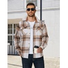 image:imageCOOFANDY Mens Long Sleeve Flannel Shirts Jacket Fashion Plaid Jackets Casual Button Down Shirt with PocketsLight Khaki
