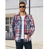 image:imageCOOFANDY Mens Long Sleeve Flannel Shirts Jacket Fashion Plaid Jackets Casual Button Down Shirt with PocketsRed Blue