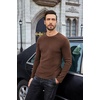image:imageCOOFANDY Mens Long Sleeve Shirts Thermal TShirt Slim Fit Crewneck Sweater Knitted Pullover ShirtBrown