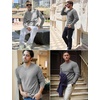 image:imageCOOFANDY Mens Long Sleeve Shirts Thermal TShirt Slim Fit Crewneck Sweater Knitted Pullover ShirtGrey
