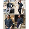 image:imageCOOFANDY Mens Long Sleeve Shirts Thermal TShirt Slim Fit Crewneck Sweater Knitted Pullover ShirtNavy