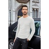 image:imageCOOFANDY Mens Long Sleeve Shirts Thermal TShirt Slim Fit Crewneck Sweater Knitted Pullover ShirtWhite