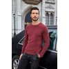 image:imageCOOFANDY Mens Long Sleeve Shirts Thermal TShirt Slim Fit Crewneck Sweater Knitted Pullover ShirtWine Red