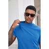 image:imageCOOFANDY Mens Mock Turtleneck Shirts Casual Premium Cotton Short Sleeve Shirt Basic Half Neck TShirtsBlue