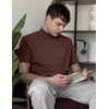 image:imageCOOFANDY Mens Mock Turtleneck Shirts Casual Premium Cotton Short Sleeve Shirt Basic Half Neck TShirtsBrown