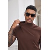 image:imageCOOFANDY Mens Mock Turtleneck Shirts Casual Premium Cotton Short Sleeve Shirt Basic Half Neck TShirtsBrown