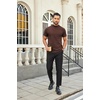 image:imageCOOFANDY Mens Mock Turtleneck Shirts Casual Premium Cotton Short Sleeve Shirt Basic Half Neck TShirtsBrown