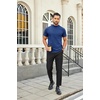 image:imageCOOFANDY Mens Mock Turtleneck Shirts Casual Premium Cotton Short Sleeve Shirt Basic Half Neck TShirtsDark Blue