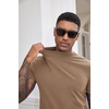 image:imageCOOFANDY Mens Mock Turtleneck Shirts Casual Premium Cotton Short Sleeve Shirt Basic Half Neck TShirtsKhaki