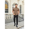 image:imageCOOFANDY Mens Mock Turtleneck Shirts Casual Premium Cotton Short Sleeve Shirt Basic Half Neck TShirtsKhaki