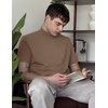 image:imageCOOFANDY Mens Mock Turtleneck Shirts Casual Premium Cotton Short Sleeve Shirt Basic Half Neck TShirtsKhaki