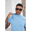 image:imageCOOFANDY Mens Mock Turtleneck Shirts Casual Premium Cotton Short Sleeve Shirt Basic Half Neck TShirtsLight Blue