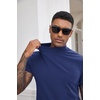 image:imageCOOFANDY Mens Mock Turtleneck Shirts Casual Premium Cotton Short Sleeve Shirt Basic Half Neck TShirtsNavy Blue