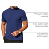 image:imageCOOFANDY Mens Mock Turtleneck Shirts Casual Premium Cotton Short Sleeve Shirt Basic Half Neck TShirtsNavy Blue