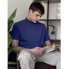 image:imageCOOFANDY Mens Mock Turtleneck Shirts Casual Premium Cotton Short Sleeve Shirt Basic Half Neck TShirtsNavy Blue