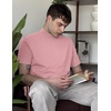 image:imageCOOFANDY Mens Mock Turtleneck Shirts Casual Premium Cotton Short Sleeve Shirt Basic Half Neck TShirtsPink