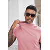 image:imageCOOFANDY Mens Mock Turtleneck Shirts Casual Premium Cotton Short Sleeve Shirt Basic Half Neck TShirtsPink