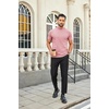 image:imageCOOFANDY Mens Mock Turtleneck Shirts Casual Premium Cotton Short Sleeve Shirt Basic Half Neck TShirtsPink