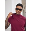 image:imageCOOFANDY Mens Mock Turtleneck Shirts Casual Premium Cotton Short Sleeve Shirt Basic Half Neck TShirtsRed