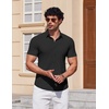 image:imageCOOFANDY Mens Muscle Fit Dress Shirts Stretch Wrinkle Free Short Sleeve Button Down Shirt Casual Solid Untucked Shirt01black