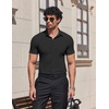 image:imageCOOFANDY Mens Muscle Fit Dress Shirts Stretch Wrinkle Free Short Sleeve Button Down Shirt Casual Solid Untucked Shirt01black
