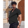 image:imageCOOFANDY Mens Muscle Fit Dress Shirts Stretch Wrinkle Free Short Sleeve Button Down Shirt Casual Solid Untucked Shirt01black