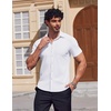 image:imageCOOFANDY Mens Muscle Fit Dress Shirts Stretch Wrinkle Free Short Sleeve Button Down Shirt Casual Solid Untucked Shirt01white