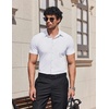 image:imageCOOFANDY Mens Muscle Fit Dress Shirts Stretch Wrinkle Free Short Sleeve Button Down Shirt Casual Solid Untucked Shirt01white