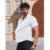 image:imageCOOFANDY Mens Muscle Fit Dress Shirts Stretch Wrinkle Free Short Sleeve Button Down Shirt Casual Solid Untucked Shirt01white