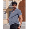 image:imageCOOFANDY Mens Muscle Fit Dress Shirts Stretch Wrinkle Free Short Sleeve Button Down Shirt Casual Solid Untucked ShirtAiry Blue