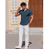 image:imageCOOFANDY Mens Muscle Fit Dress Shirts Stretch Wrinkle Free Short Sleeve Button Down Shirt Casual Solid Untucked ShirtDark Blue