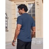 image:imageCOOFANDY Mens Muscle Fit Dress Shirts Stretch Wrinkle Free Short Sleeve Button Down Shirt Casual Solid Untucked ShirtDeep Blue