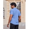 image:imageCOOFANDY Mens Muscle Fit Dress Shirts Stretch Wrinkle Free Short Sleeve Button Down Shirt Casual Solid Untucked ShirtLight Blue