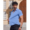 image:imageCOOFANDY Mens Muscle Fit Dress Shirts Stretch Wrinkle Free Short Sleeve Button Down Shirt Casual Solid Untucked ShirtLight Blue
