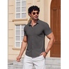 image:imageCOOFANDY Mens Muscle Fit Dress Shirts Stretch Wrinkle Free Short Sleeve Button Down Shirt Casual Solid Untucked ShirtMedium Gray