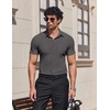 image:imageCOOFANDY Mens Muscle Fit Dress Shirts Stretch Wrinkle Free Short Sleeve Button Down Shirt Casual Solid Untucked ShirtMedium Gray