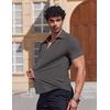 image:imageCOOFANDY Mens Muscle Fit Dress Shirts Stretch Wrinkle Free Short Sleeve Button Down Shirt Casual Solid Untucked ShirtMedium Gray