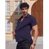 image:imageCOOFANDY Mens Muscle Fit Dress Shirts Stretch Wrinkle Free Short Sleeve Button Down Shirt Casual Solid Untucked ShirtNavy Blue