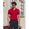 image:imageCOOFANDY Mens Muscle Fit Dress Shirts Stretch Wrinkle Free Short Sleeve Button Down Shirt Casual Solid Untucked ShirtRed