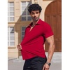 image:imageCOOFANDY Mens Muscle Fit Dress Shirts Stretch Wrinkle Free Short Sleeve Button Down Shirt Casual Solid Untucked ShirtRed