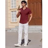 image:imageCOOFANDY Mens Muscle Fit Dress Shirts Stretch Wrinkle Free Short Sleeve Button Down Shirt Casual Solid Untucked ShirtWine Red