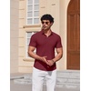 image:imageCOOFANDY Mens Muscle Fit Dress Shirts Stretch Wrinkle Free Short Sleeve Button Down Shirt Casual Solid Untucked ShirtWine Red