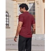 image:imageCOOFANDY Mens Muscle Fit Dress Shirts Stretch Wrinkle Free Short Sleeve Button Down Shirt Casual Solid Untucked ShirtWine Red