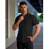 image:imageCOOFANDY Mens Muscle Fit Dress Shirts Stretch WrinkleFree Short Sleeve Casual Button Down ShirtsBlack