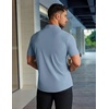 image:imageCOOFANDY Mens Muscle Fit Dress Shirts Stretch WrinkleFree Short Sleeve Casual Button Down ShirtsHaze Blue