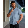 image:imageCOOFANDY Mens Muscle Fit Dress Shirts Stretch WrinkleFree Short Sleeve Casual Button Down ShirtsHaze Blue