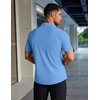 image:imageCOOFANDY Mens Muscle Fit Dress Shirts Stretch WrinkleFree Short Sleeve Casual Button Down ShirtsLight Blue