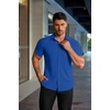 image:imageCOOFANDY Mens Muscle Fit Dress Shirts Stretch WrinkleFree Short Sleeve Casual Button Down ShirtsRoyal Blue